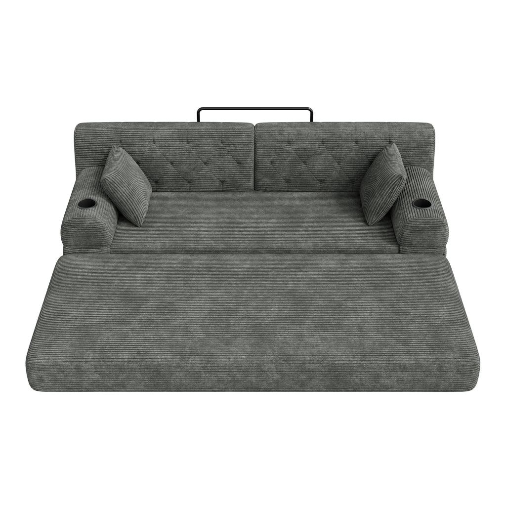 Dark Grey Corduroy 3-Seater Sofa Bed — detail 13