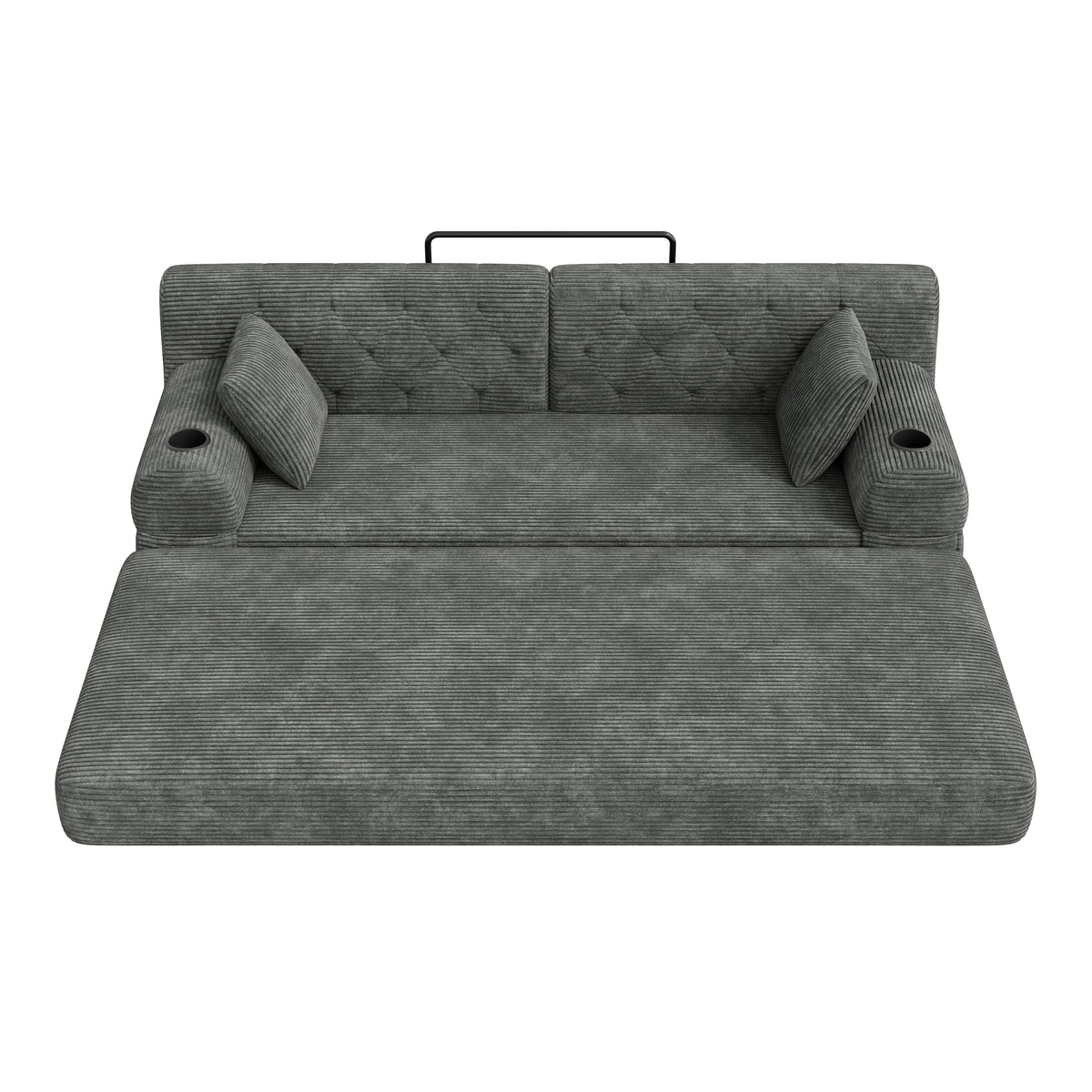 Dark Grey Corduroy 3-Seater Sofa Bed — detail 13