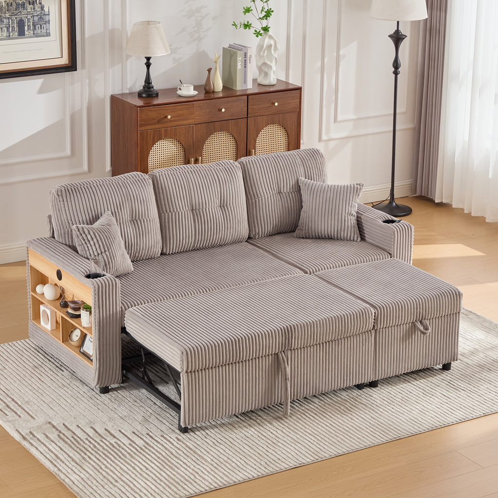Light Grey Corduroy Sofa Bed — product view