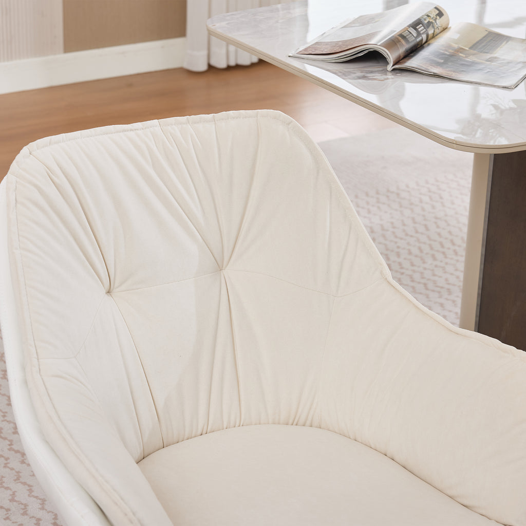 White Faux Leather Swivel Accent Chair with Auto-Return — detail 11