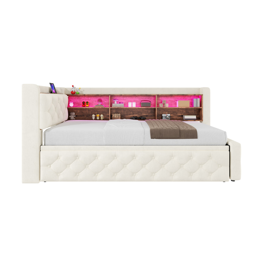 Beige Velvet Storage Bed Frame – 90 × 190 cm — detail 18