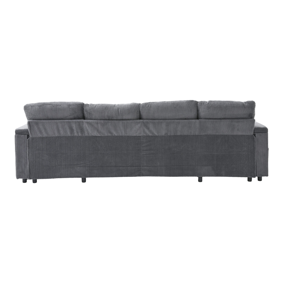 Charcoal grey Oversized Chenille Chaise Lounge with Pillows — detail 23