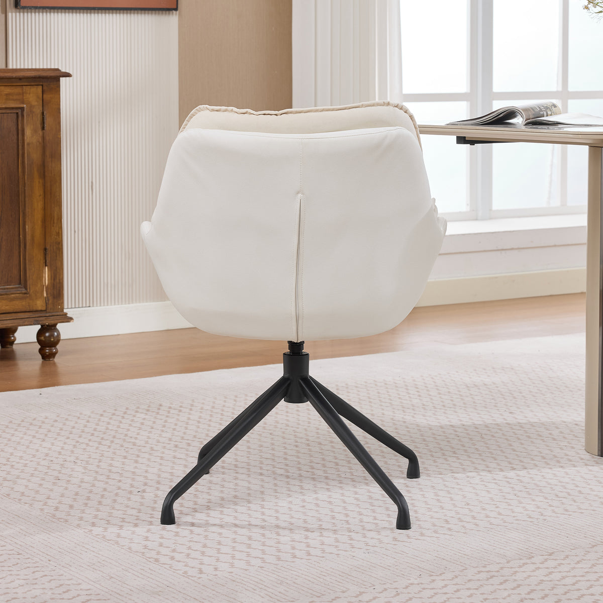 White Faux Leather Swivel Accent Chair with Auto-Return — detail 6