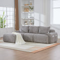 Light Grey Corduroy 3-Seater Modular Sofa with Ottoman — product view