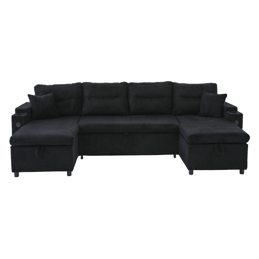 Black Oversized Chenille Chaise Lounge with Pillows — detail 22