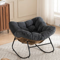 Black Oversized Rattan Rocking Chair with Cushion — product view