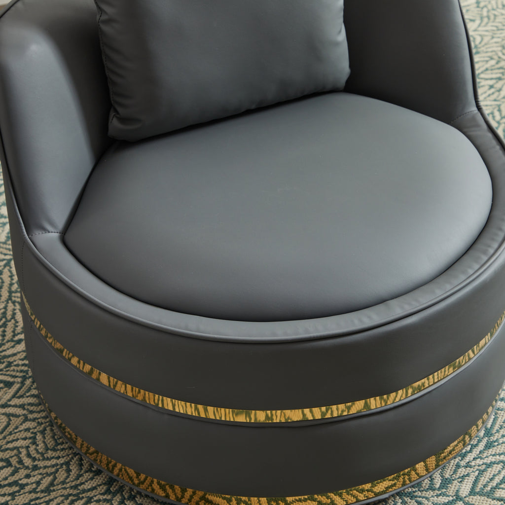 Grey Faux Leather 360° Swivel Barrel Chair — detail 8