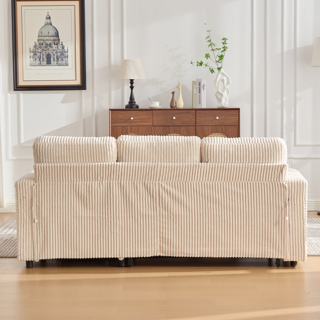Beige Corduroy Sofa Bed — detail 19