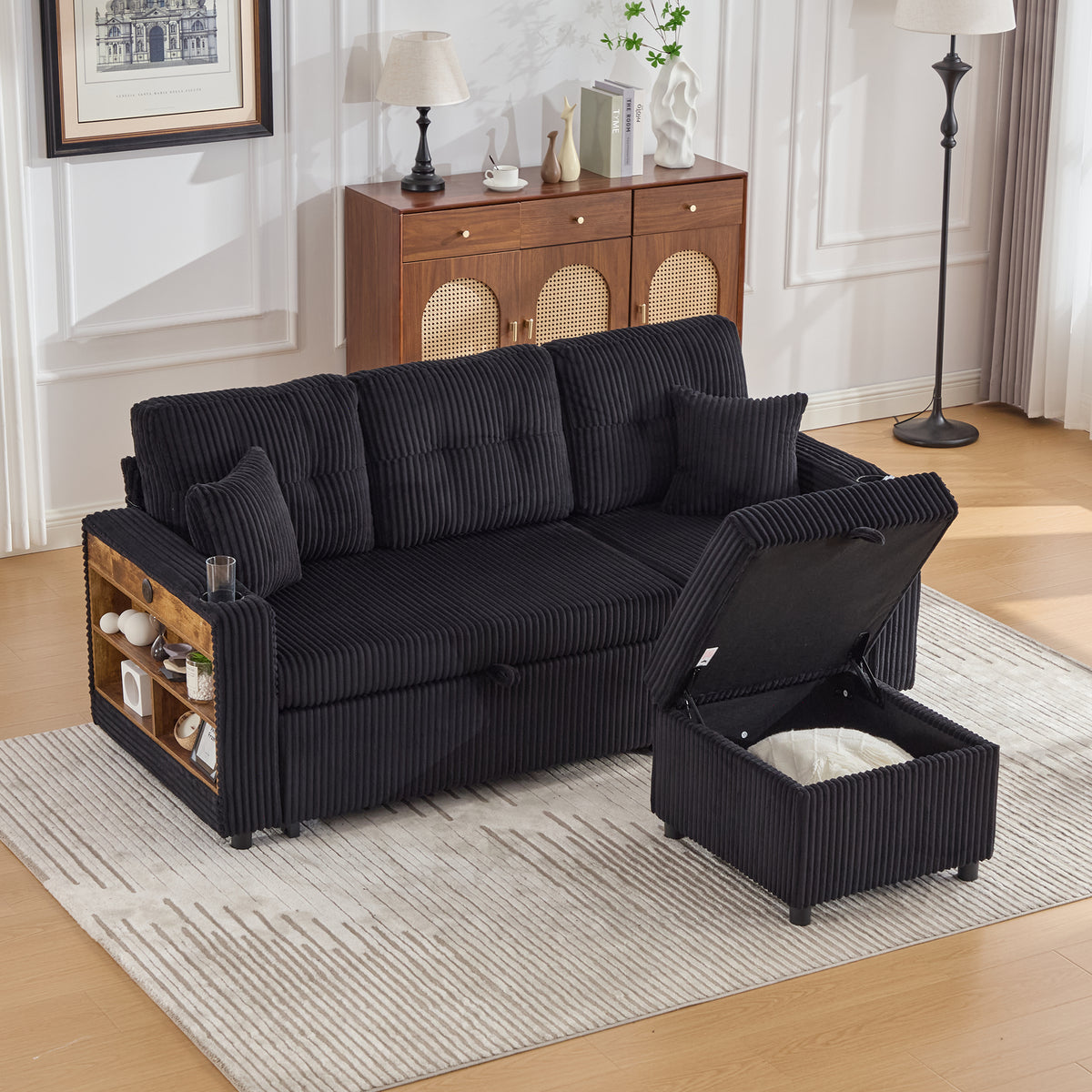 Black Corduroy Sofa Bed — detail 13