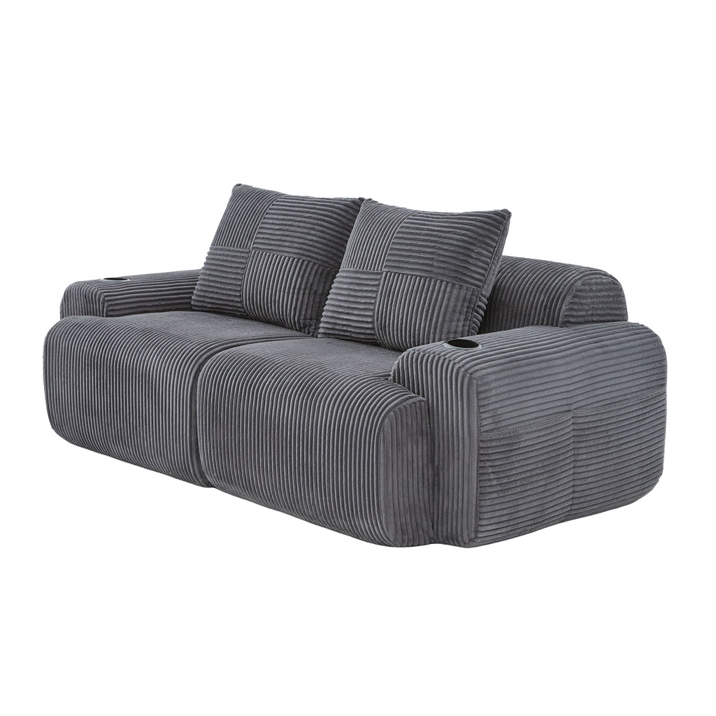 Dark Grey Corduroy 2-Seater Modular Sofa — detail 15
