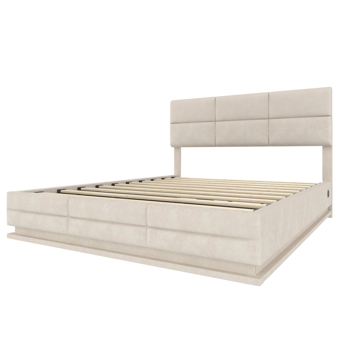 Beige Velvet Storage Bed Frame – 150 × 200 cm — detail 21