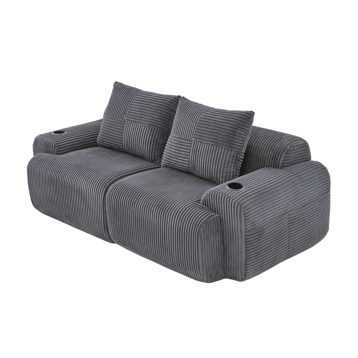 Dark Grey Corduroy 2-Seater Modular Sofa — detail 13
