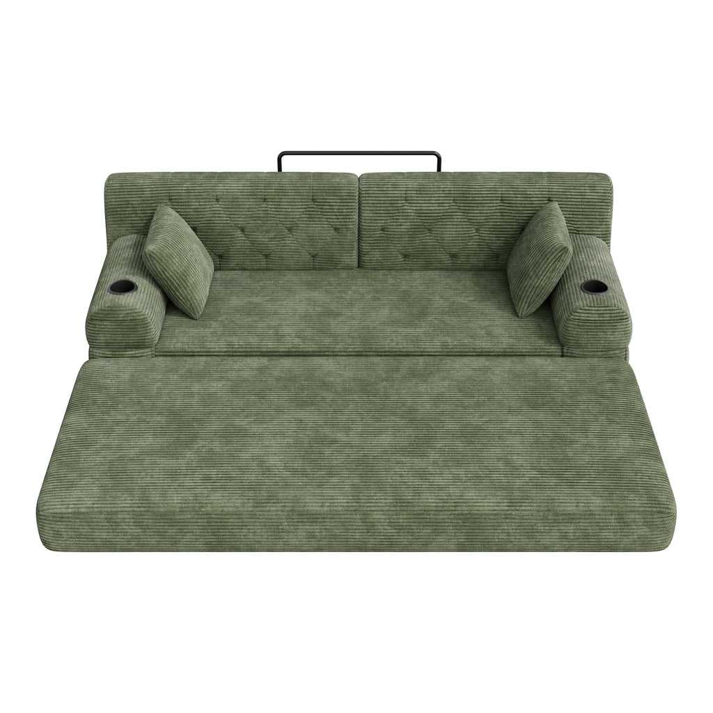 Green Corduroy 3-Seater Sofa Bed — detail 13