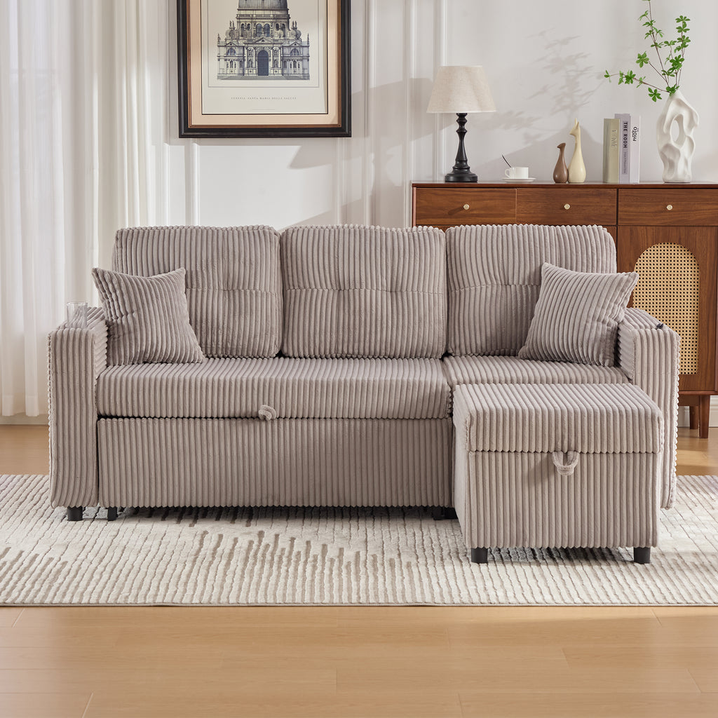 Light Grey Corduroy Sofa Bed — detail 11