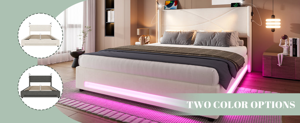 Beige Velvet Storage Bed Frame – 150 × 200 cm — detail 12
