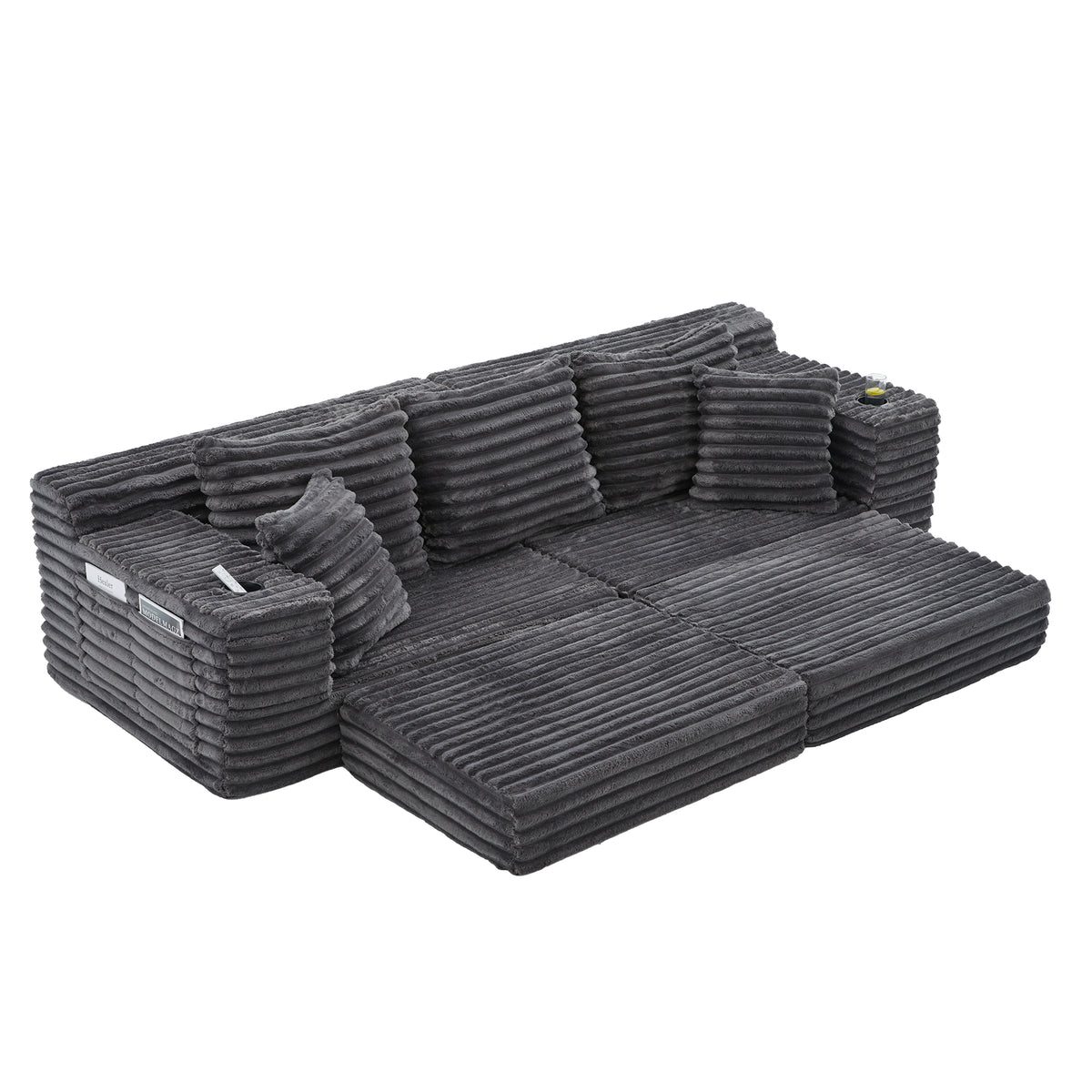 Dark Grey Corduroy Sofa Bed — detail 24