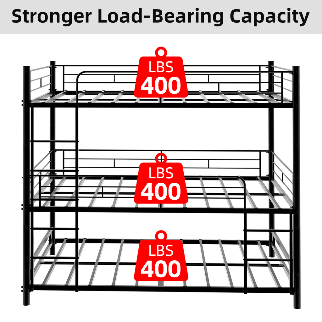 Black Triple Metal Bunk Bed – 90 × 190 cm — detail 7