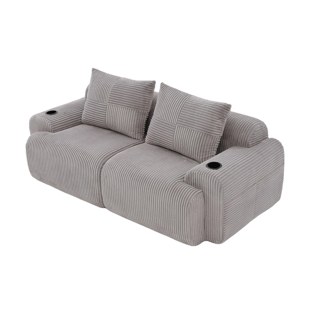 Light Grey Corduroy 2-Seater Modular Sofa — detail 14