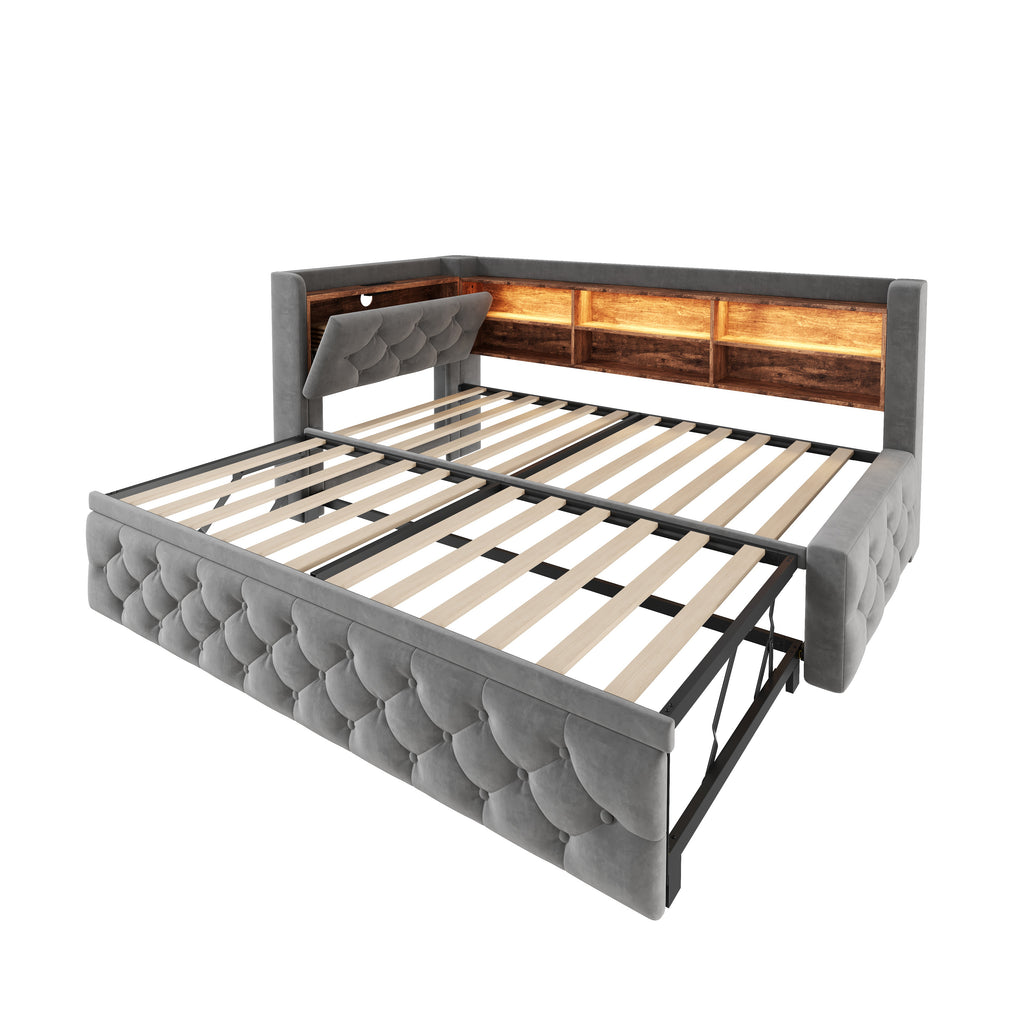 Dark Grey Velvet Storage Bed Frame – 90 × 190 cm — detail 11