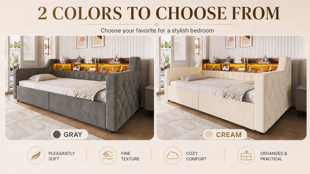 Dark Grey Velvet Storage Bed Frame – 90 × 190 cm — detail 10
