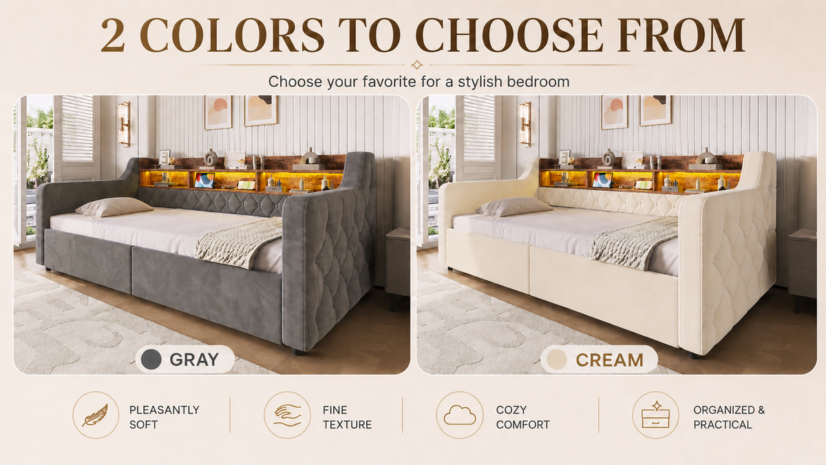 Dark Grey Velvet Storage Bed Frame – 90 × 190 cm — detail 10