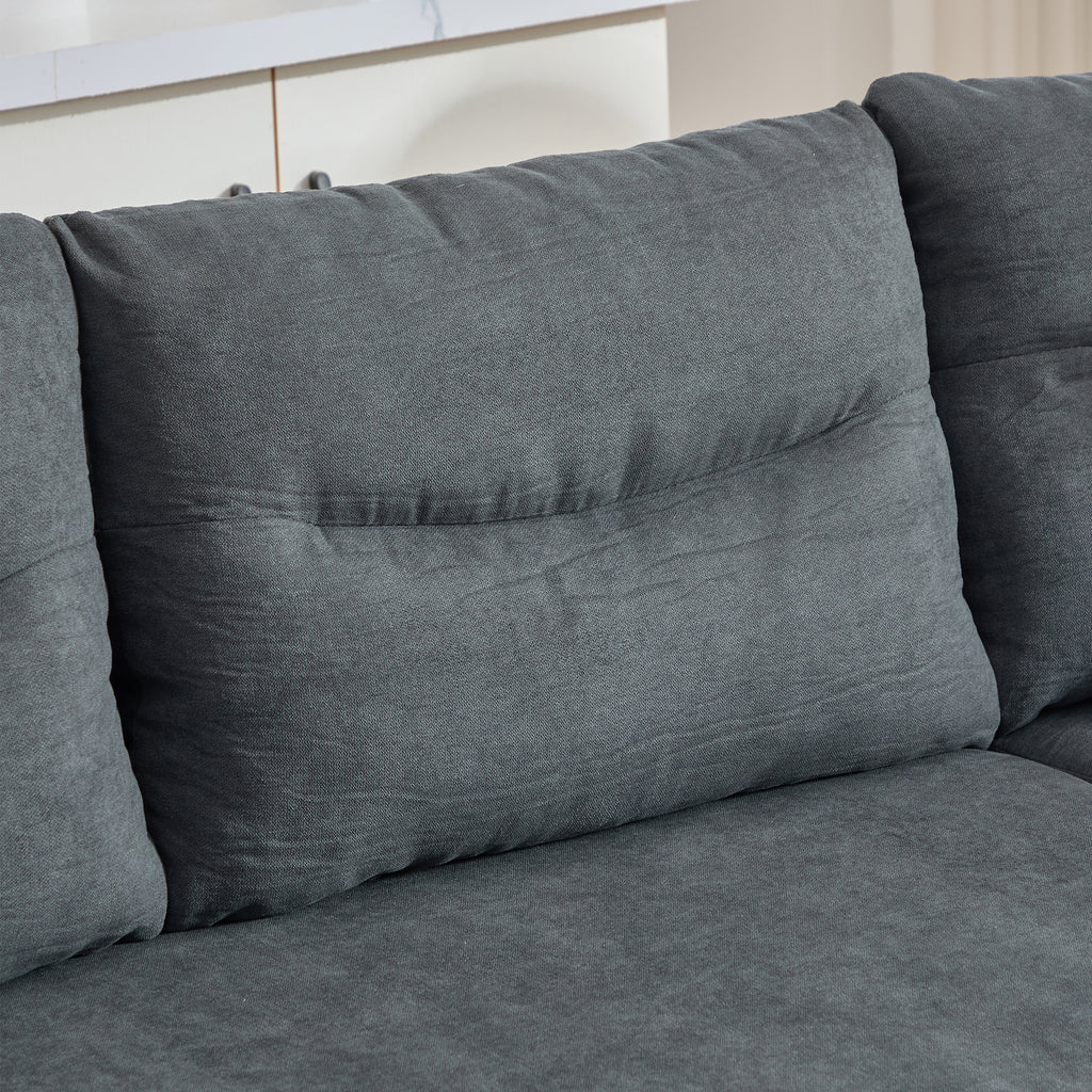 Dark Grey Oversized Chenille Chaise Lounge with Pillows — detail 18