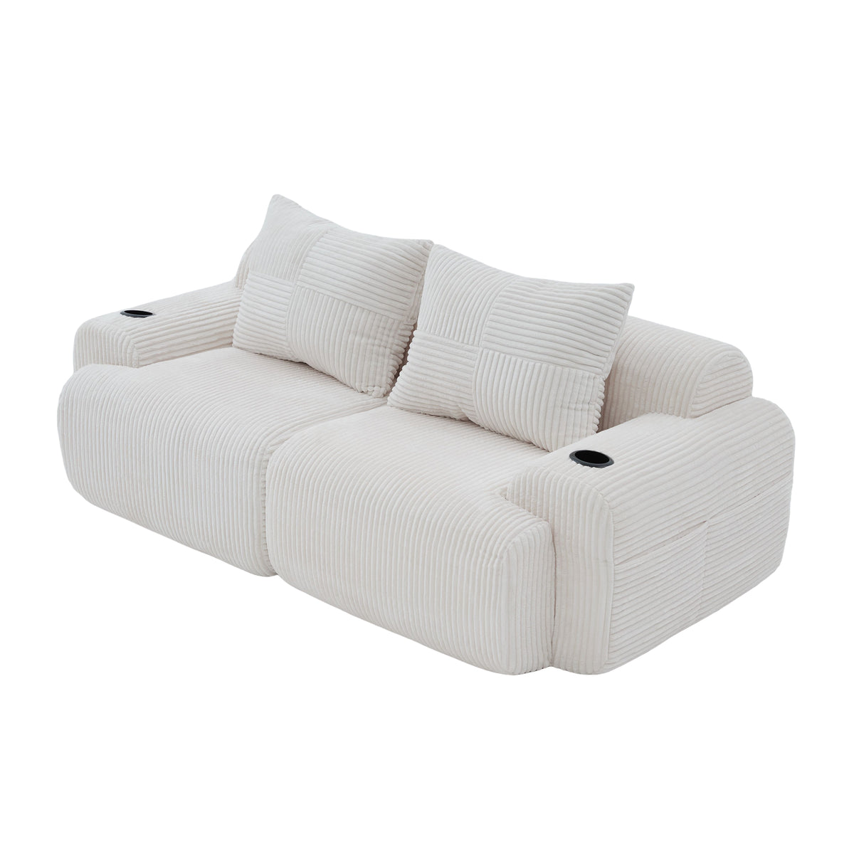 Beige Corduroy 2-Seater Modular Sofa — detail 14