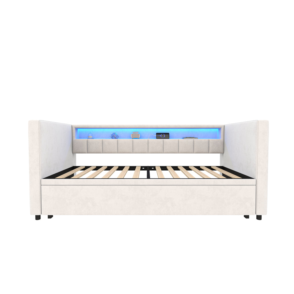 Beige Velvet Sofa Bed — detail 15