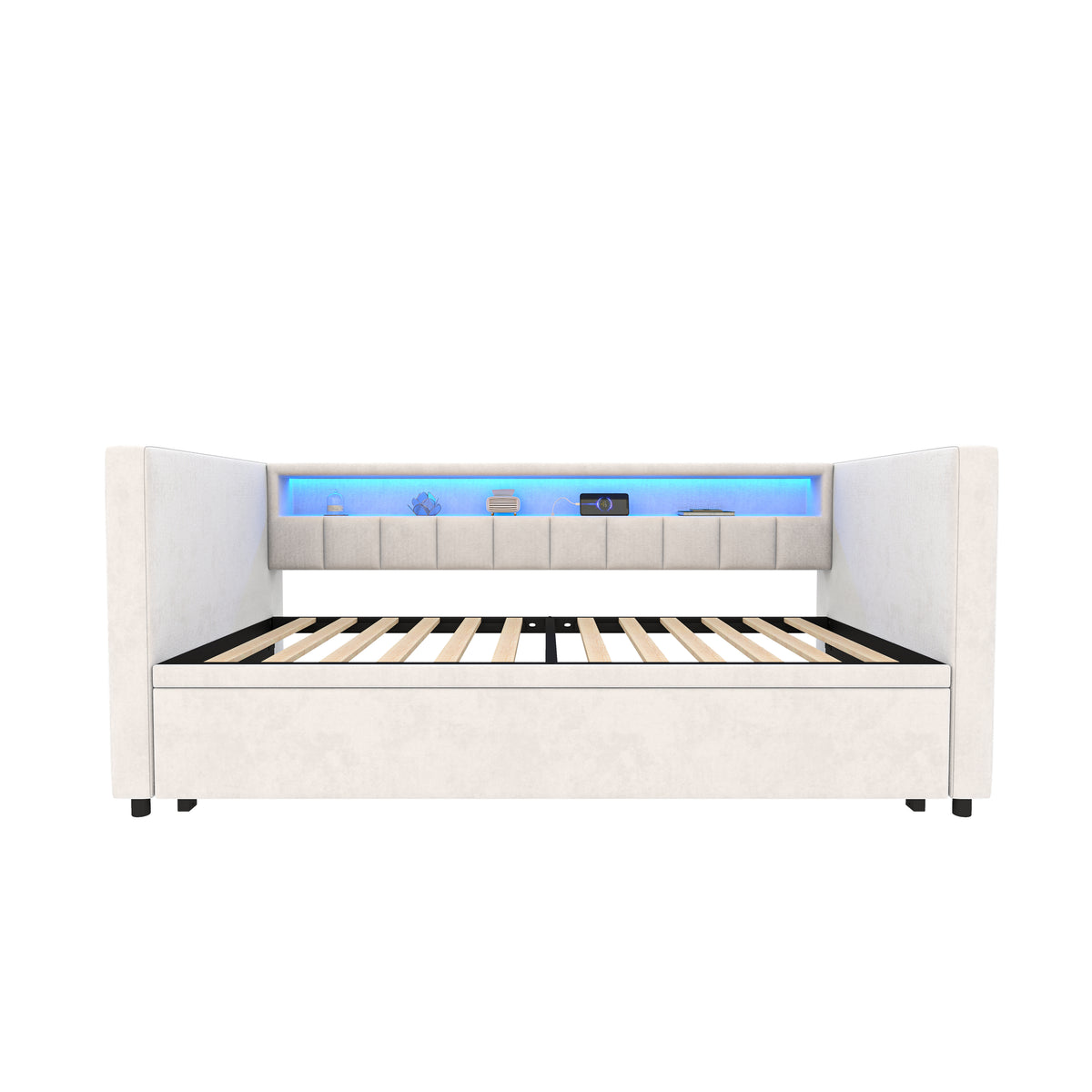 Beige Velvet Sofa Bed — detail 15
