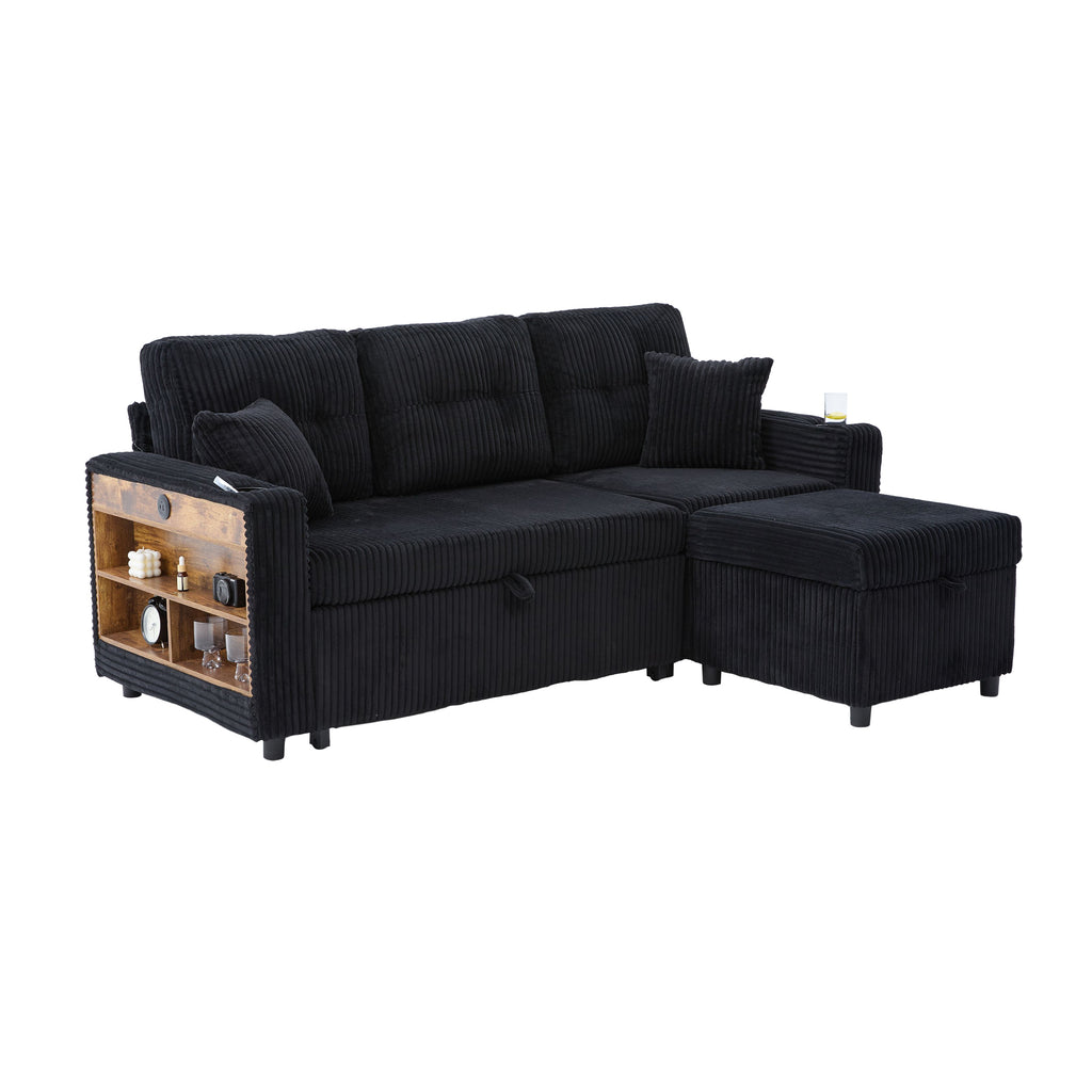 Black Corduroy Sofa Bed — detail 24
