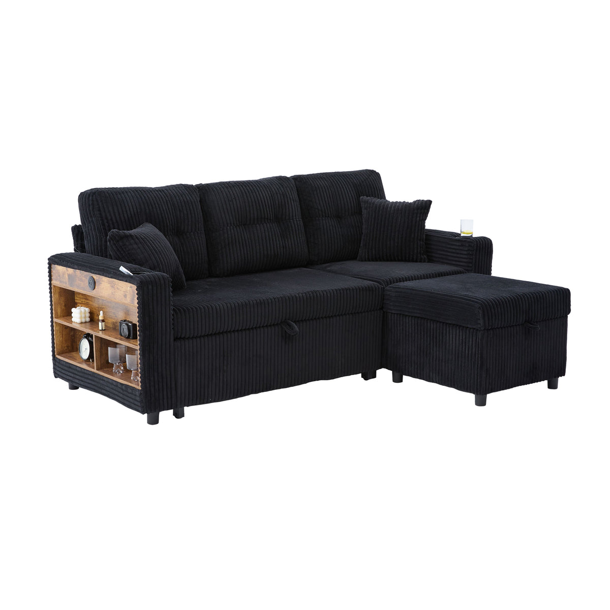 Black Corduroy Sofa Bed — detail 24