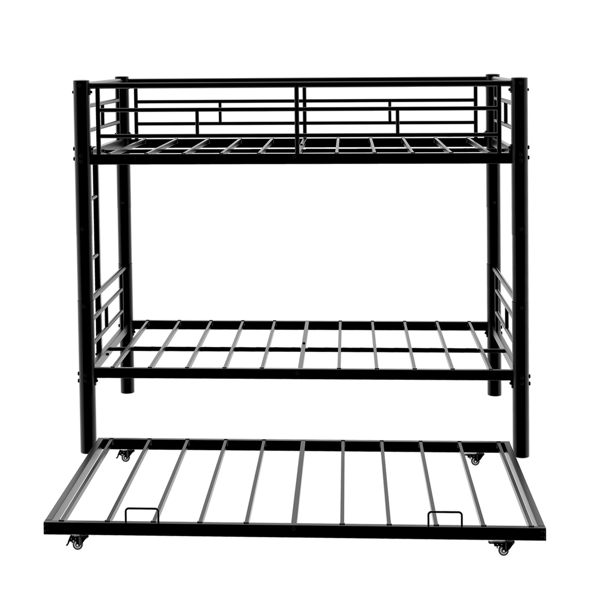 Black Metal Bunk Bed with Pull-Out Trundle – 90 × 190 cm — detail 20