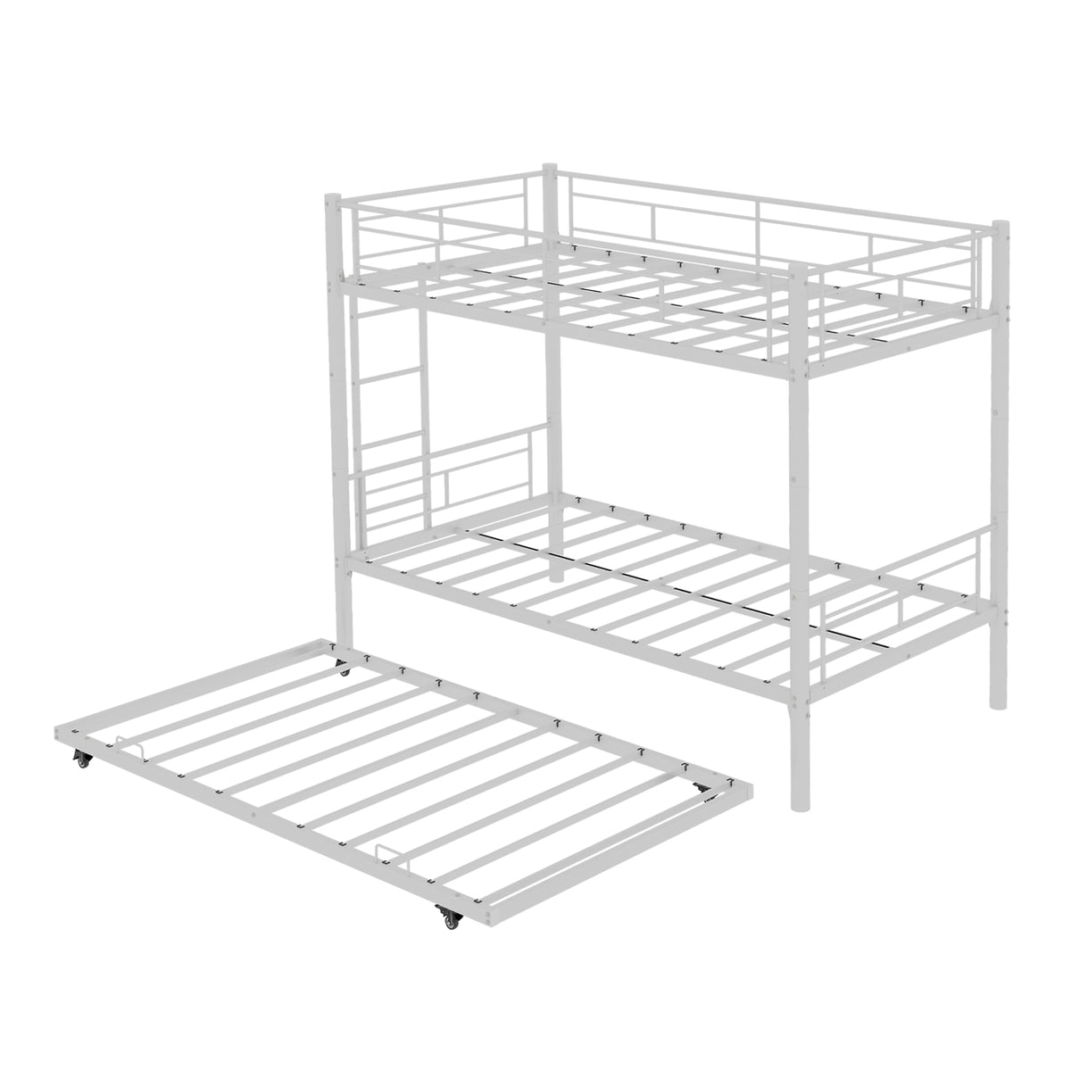 White Metal Bunk Bed with Pull-Out Trundle – 90 × 190 cm — detail 18