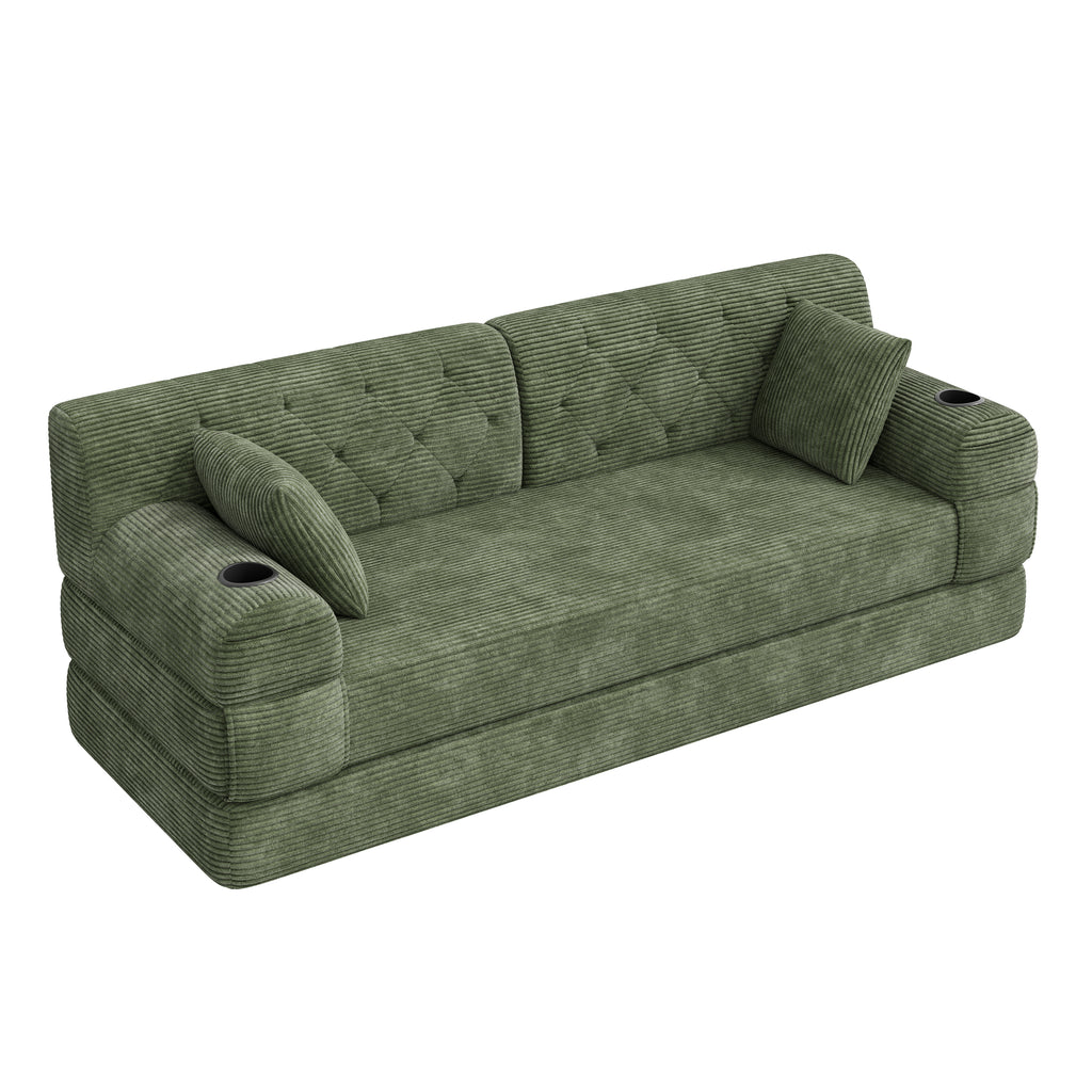 Green Corduroy 3-Seater Sofa Bed — detail 9