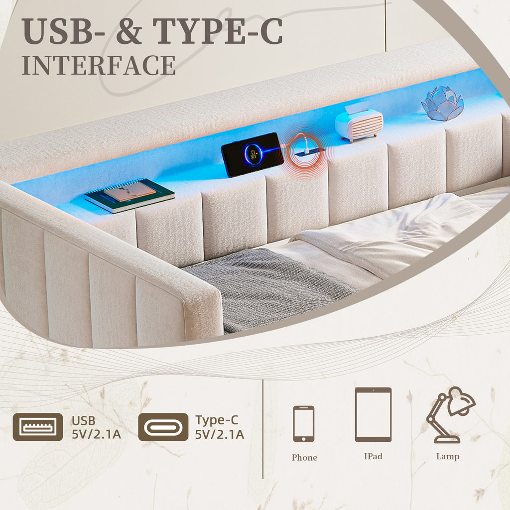 Beige Velvet Sofa Bed — detail 8