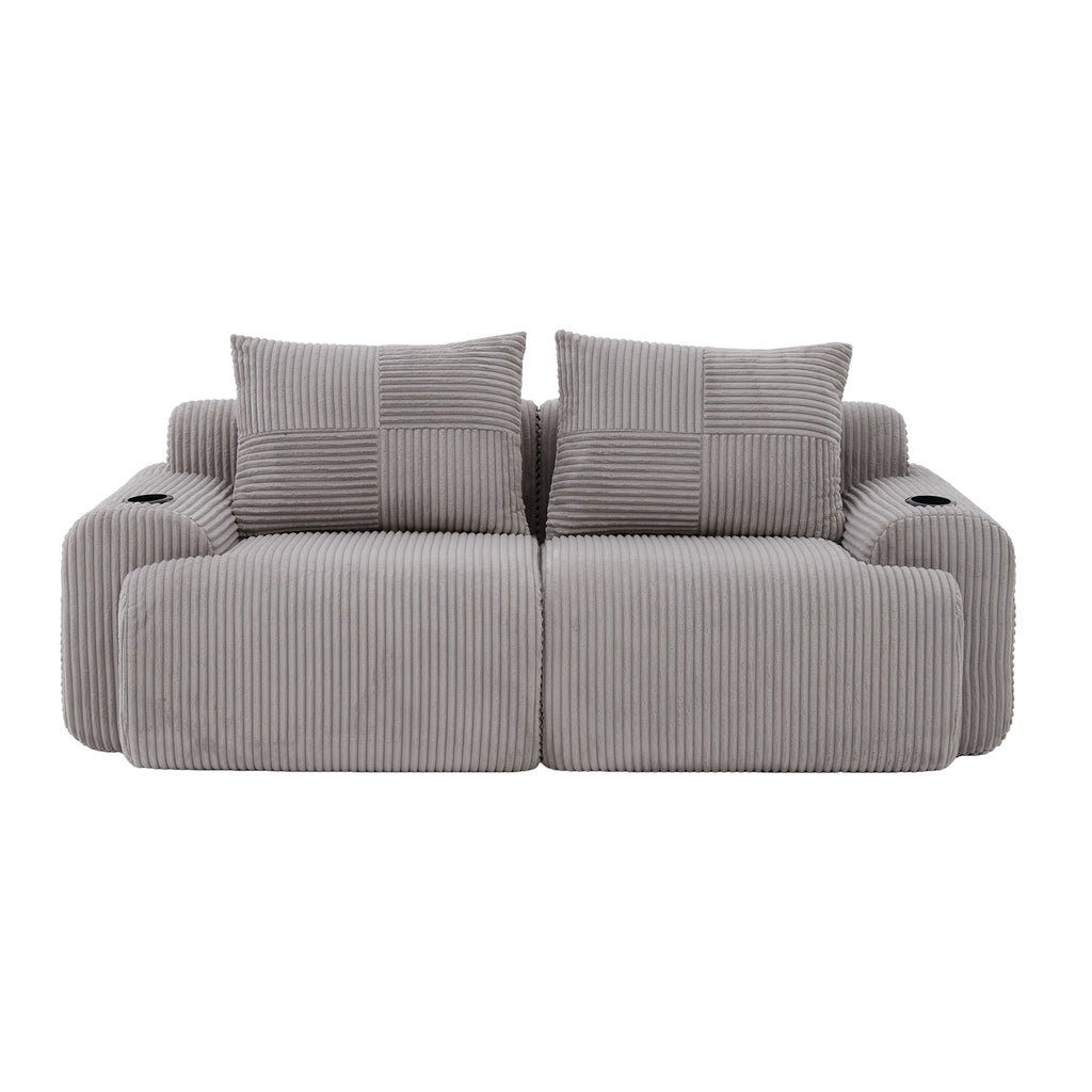 Light Grey Corduroy 2-Seater Modular Sofa — detail 15