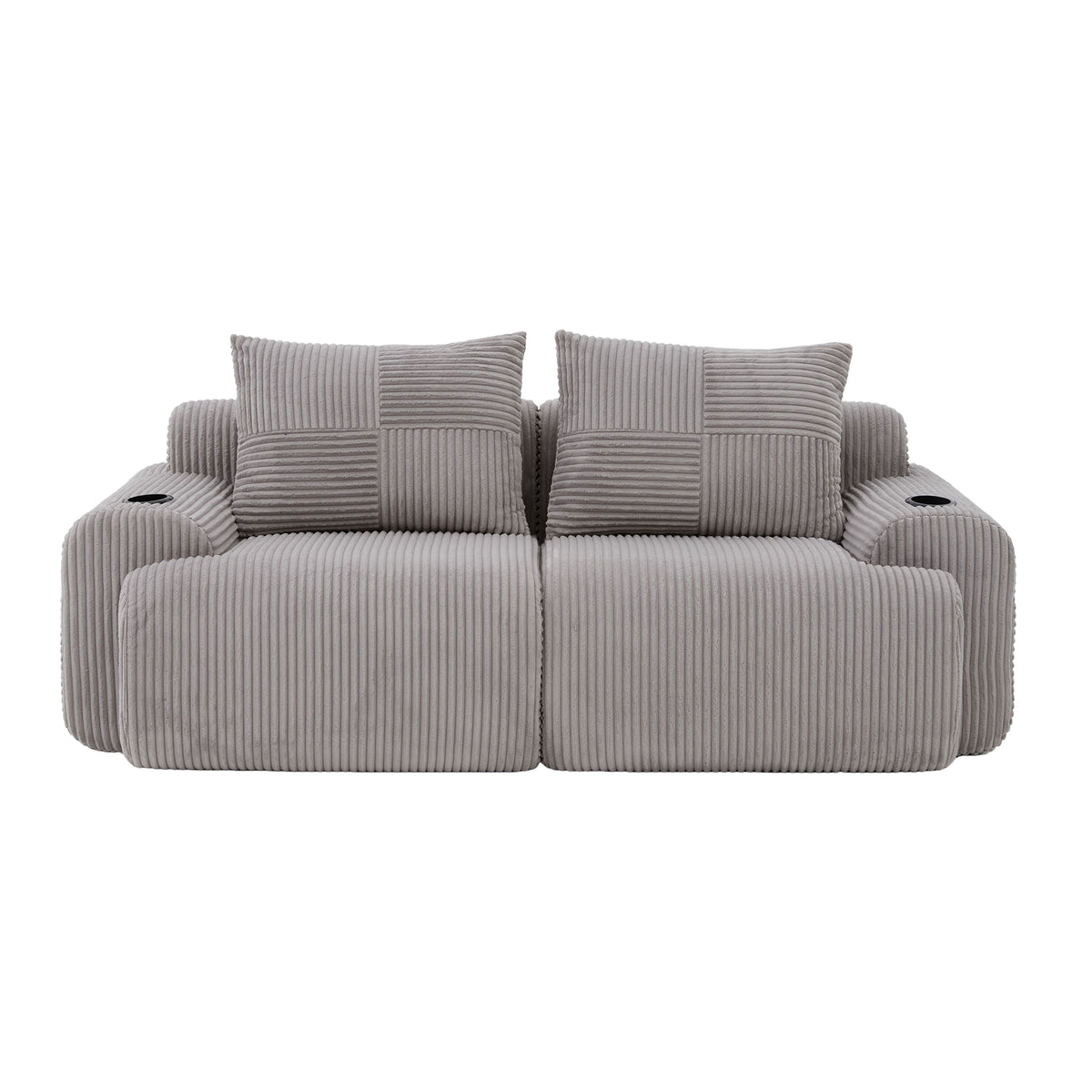 Light Grey Corduroy 2-Seater Modular Sofa — detail 15
