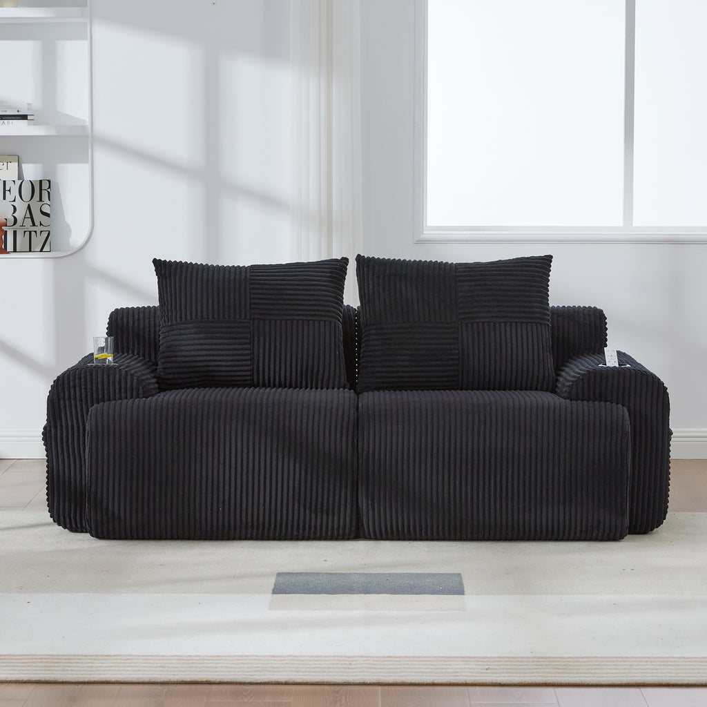 Black Corduroy 2-Seater Modular Sofa — detail 10