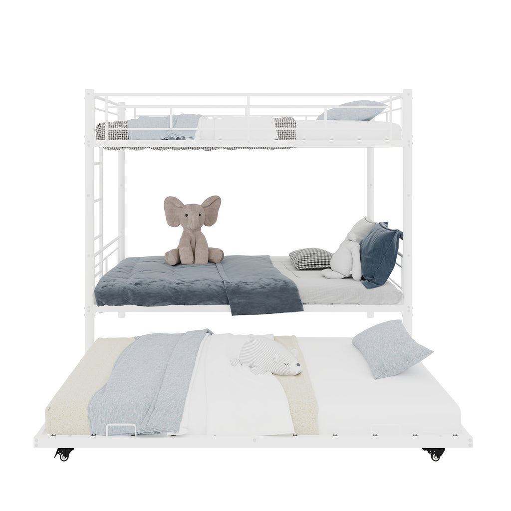 White Metal Bunk Bed with Pull-Out Trundle – 90 × 190 cm — detail 12
