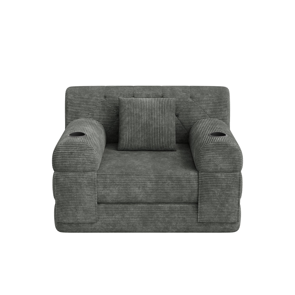 Dark Grey Corduroy Sleeper Chair — detail 11