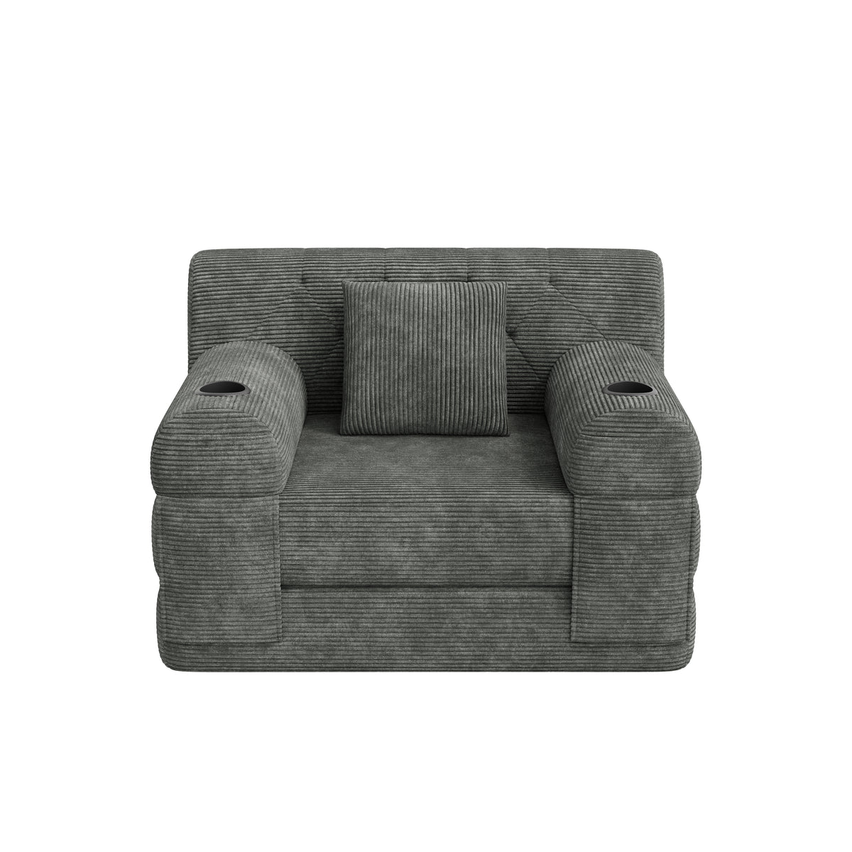 Dark Grey Corduroy Sleeper Chair — detail 11