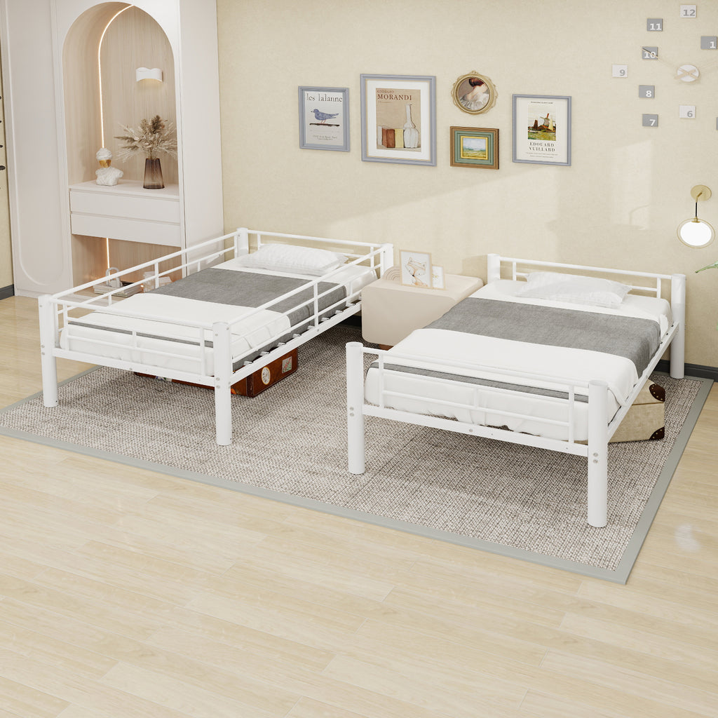White Convertible Metal Bunk Bed – 90 × 190 cm — detail 5