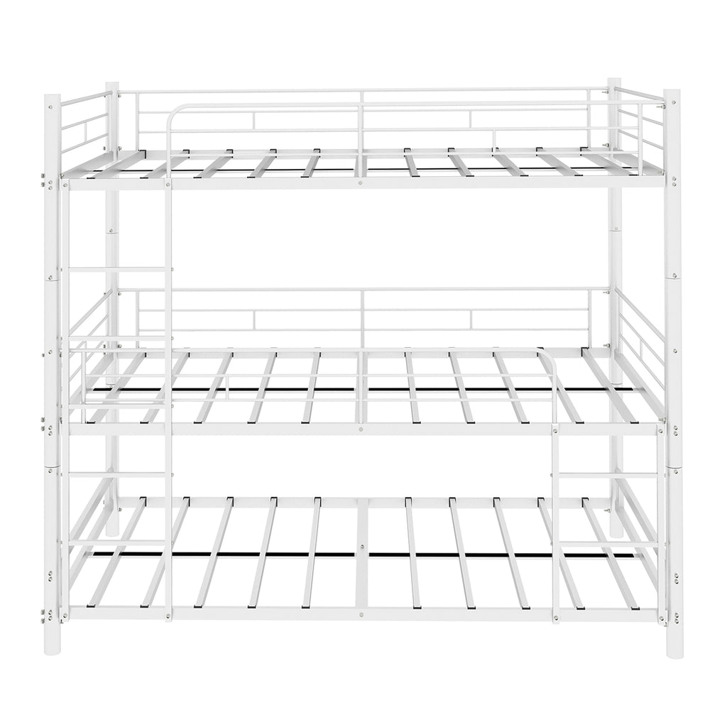 White Triple Metal Bunk Bed – 90 × 190 cm — detail 13
