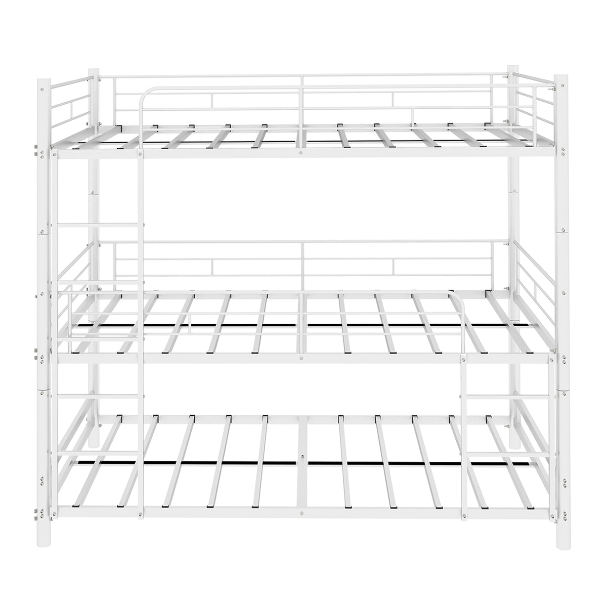 White Triple Metal Bunk Bed – 90 × 190 cm — detail 13