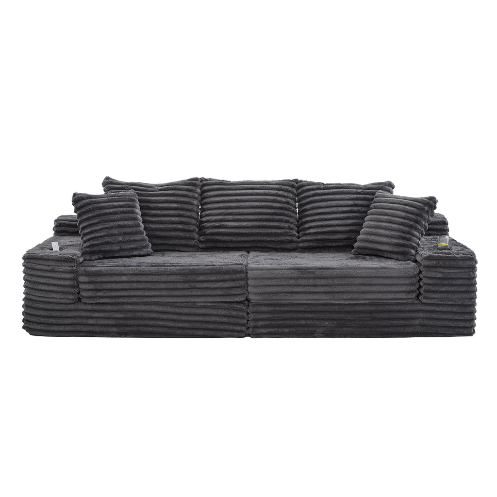 Dark Grey Corduroy Sofa Bed — detail 22