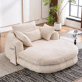 White Oversized Chenille Chaise Lounge with Pillows — product view