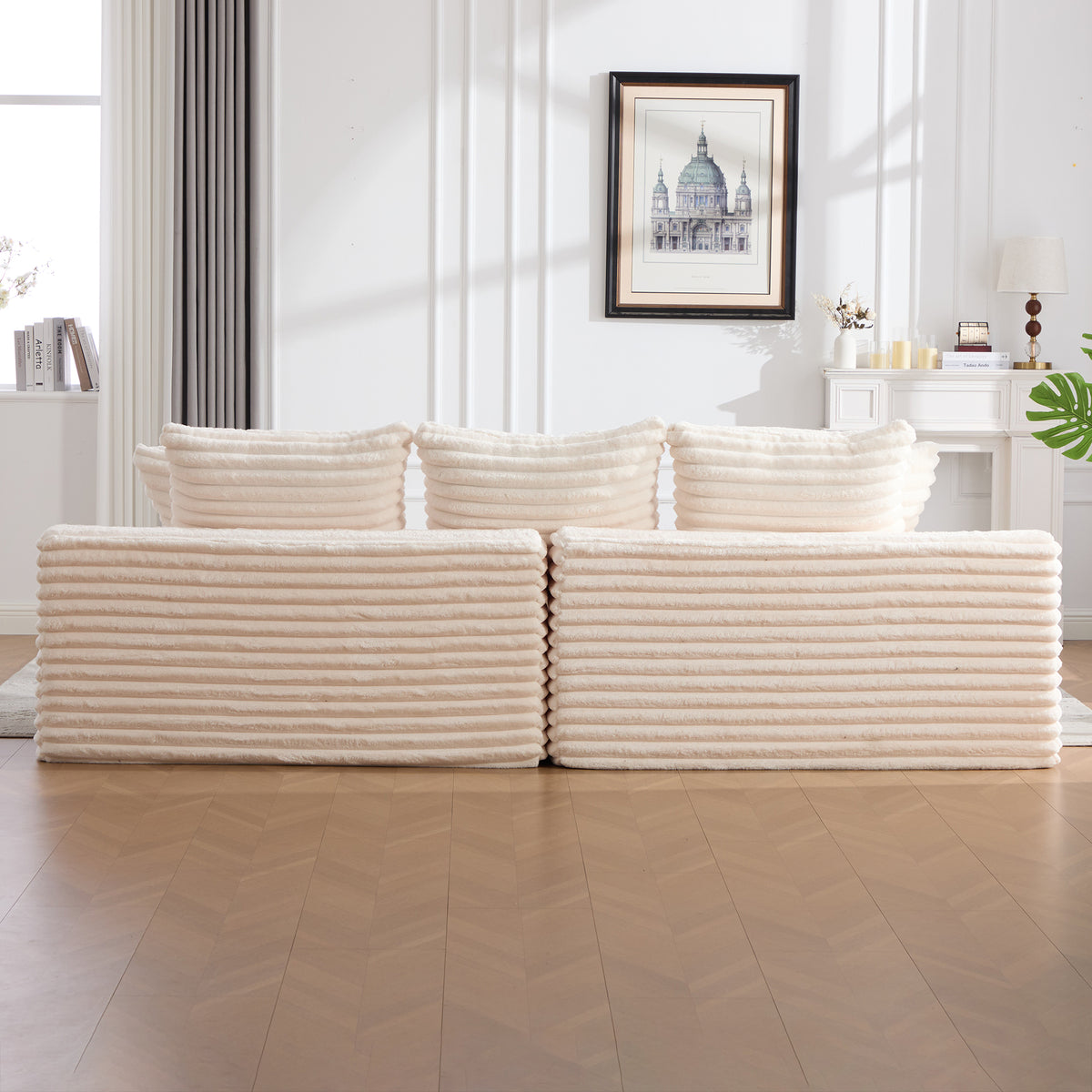 Beige Corduroy Sofa Bed — detail 14
