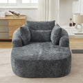 Grey Oversized Chenille Chaise Lounge with Pillows — product view