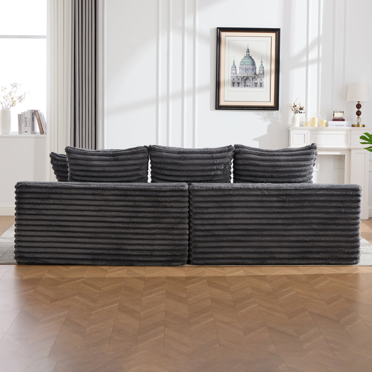 Dark Grey Corduroy Sofa Bed — detail 14