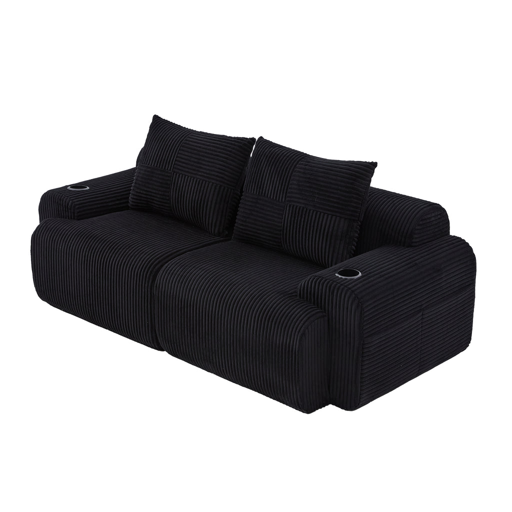 Black Corduroy 2-Seater Modular Sofa — detail 13
